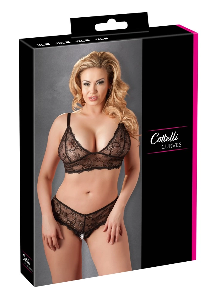 Комплект белья Cottelli Collection Bra And String, XL (черный)