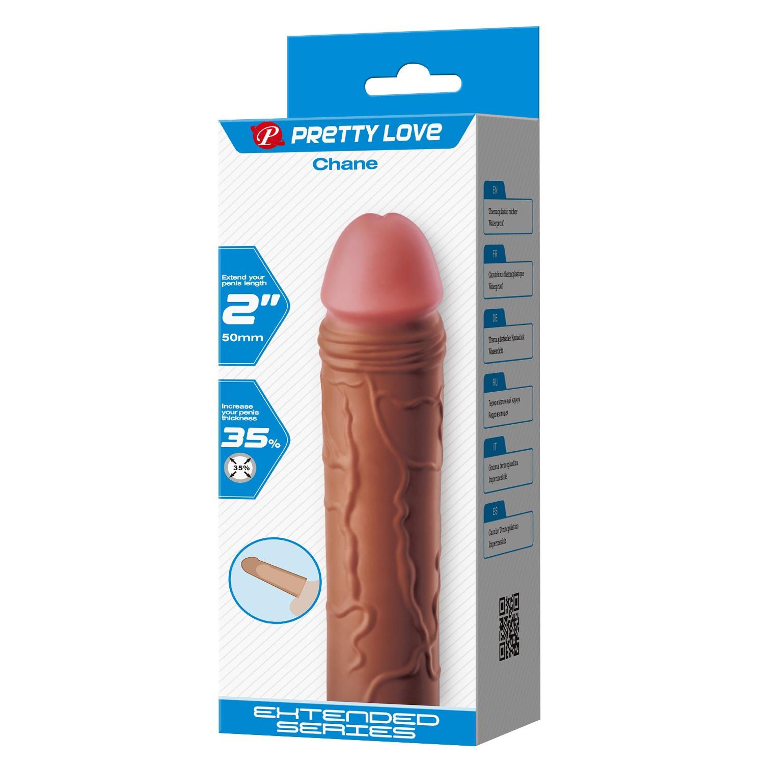 Насадка на пенис Pretty Love Chane, 18 см (коричневый)