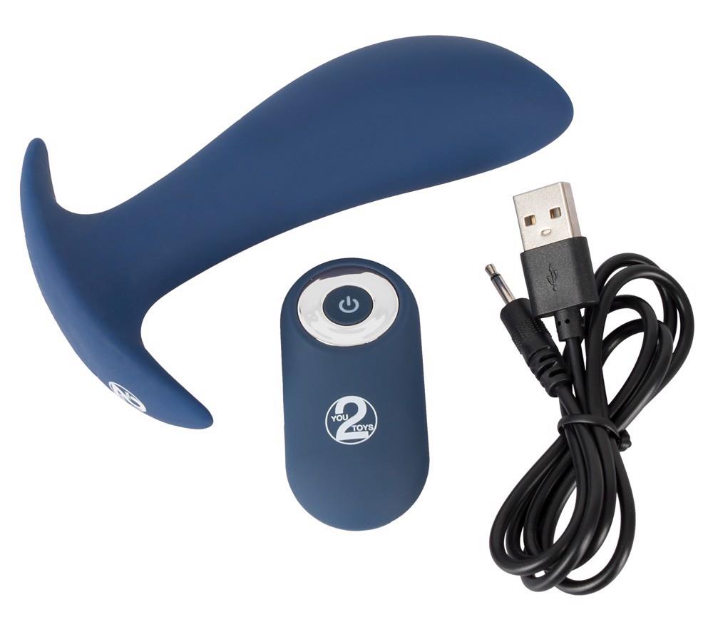 Стимулятор простаты Vibrating Butt Plug, 12 см (синий)