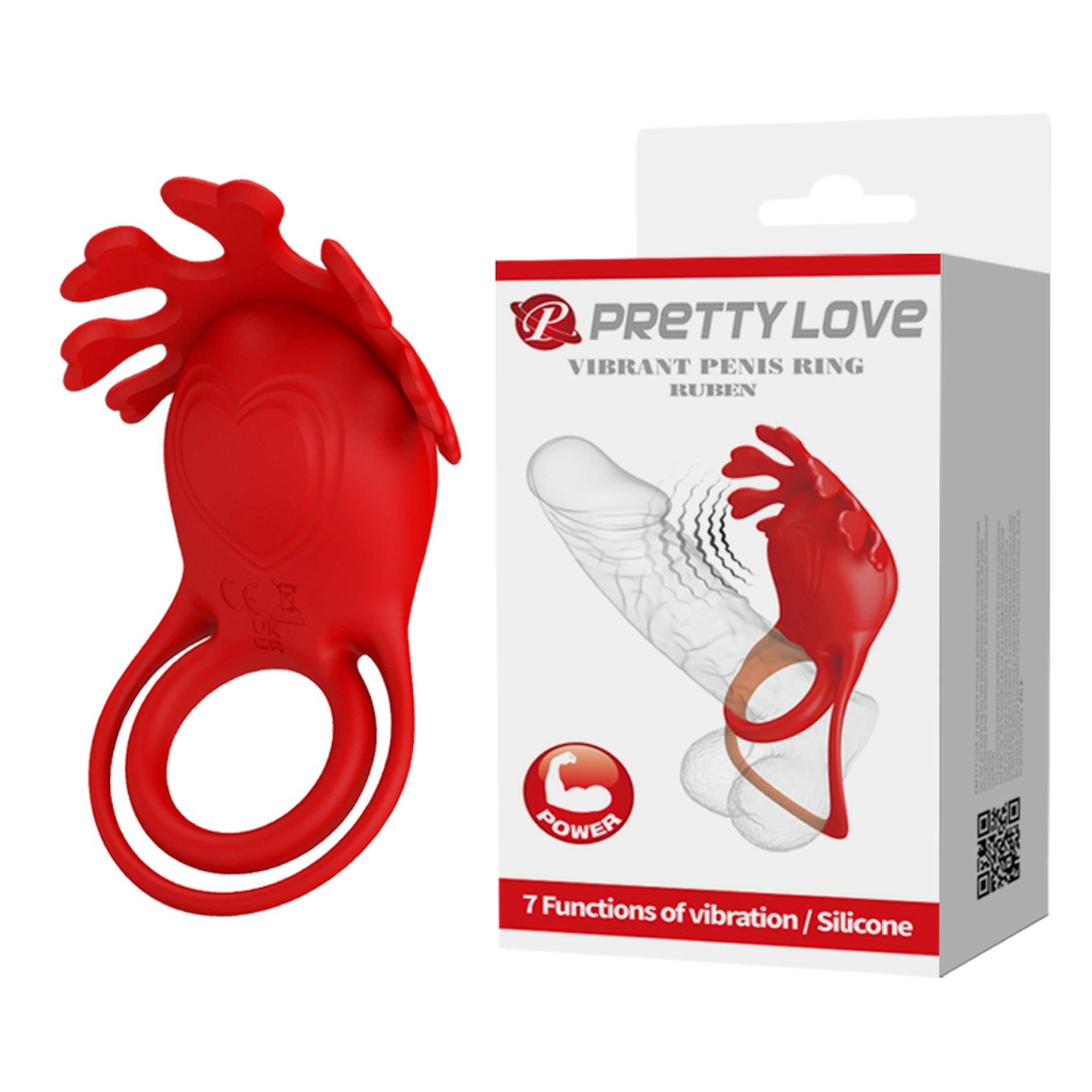 Эрекционное кольцо Pretty Love Vibrant Penis Ring Ruben, 8,5 см (красный)