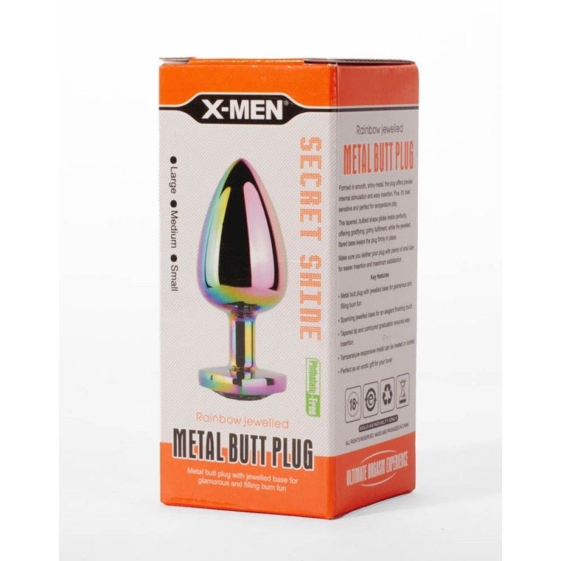 Анальна пробка X-Men Secret Shine Rainbow, 9,5 см (мульті)