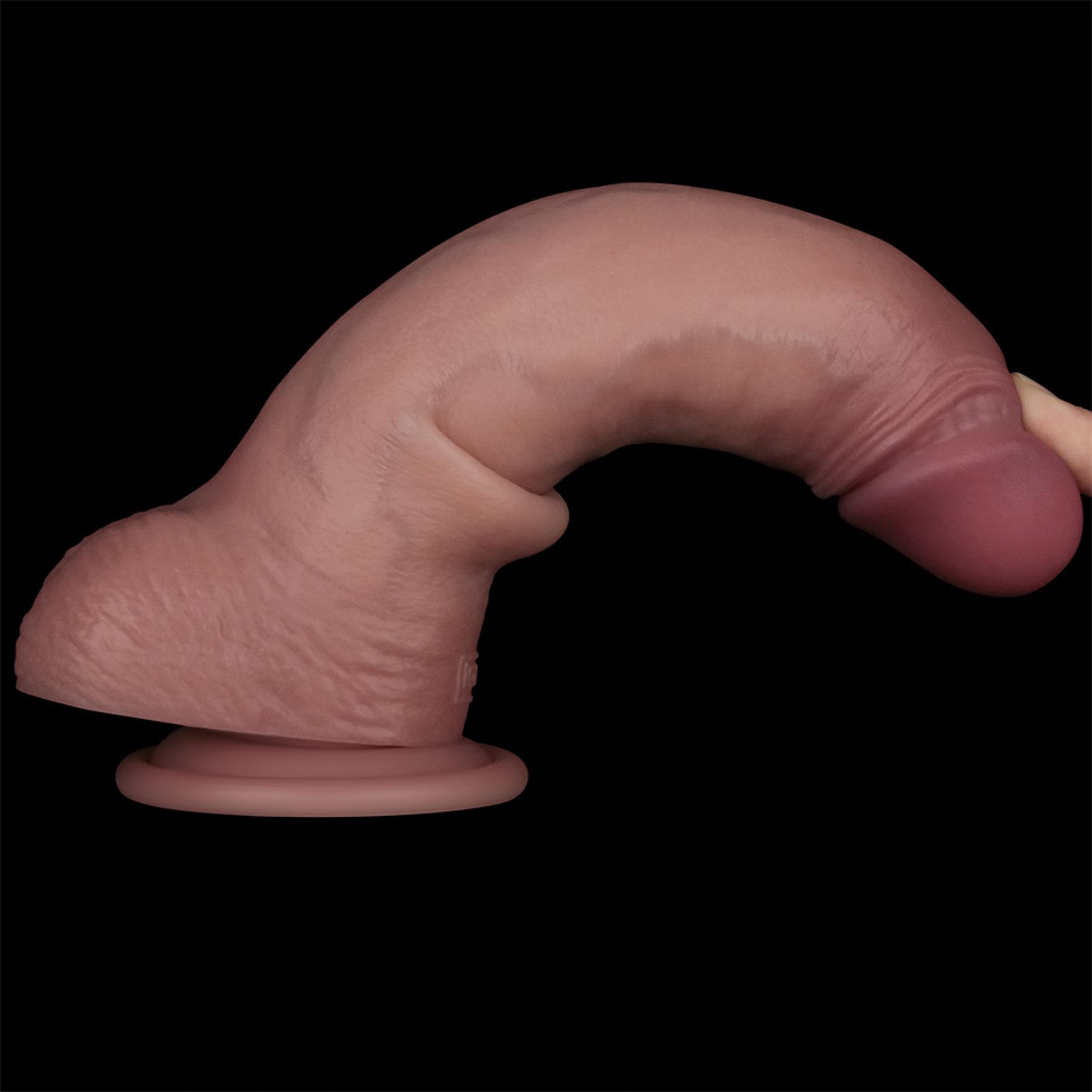 Dildo Lovetoy Sliding Skin Pro II Dong 8.5'', 21.5 cm (brązowy)