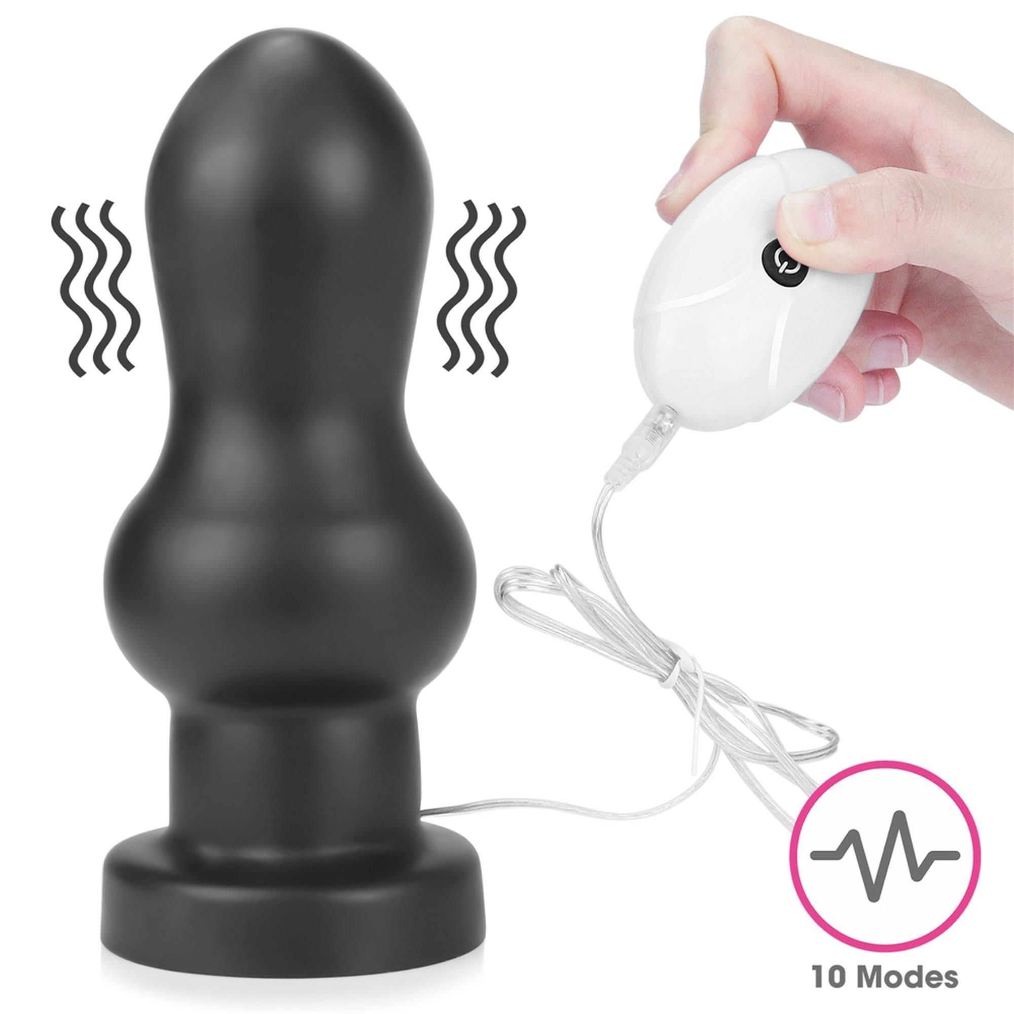 Korek analny z wibracją LoveToy King Sized, 18 cm (czarny)