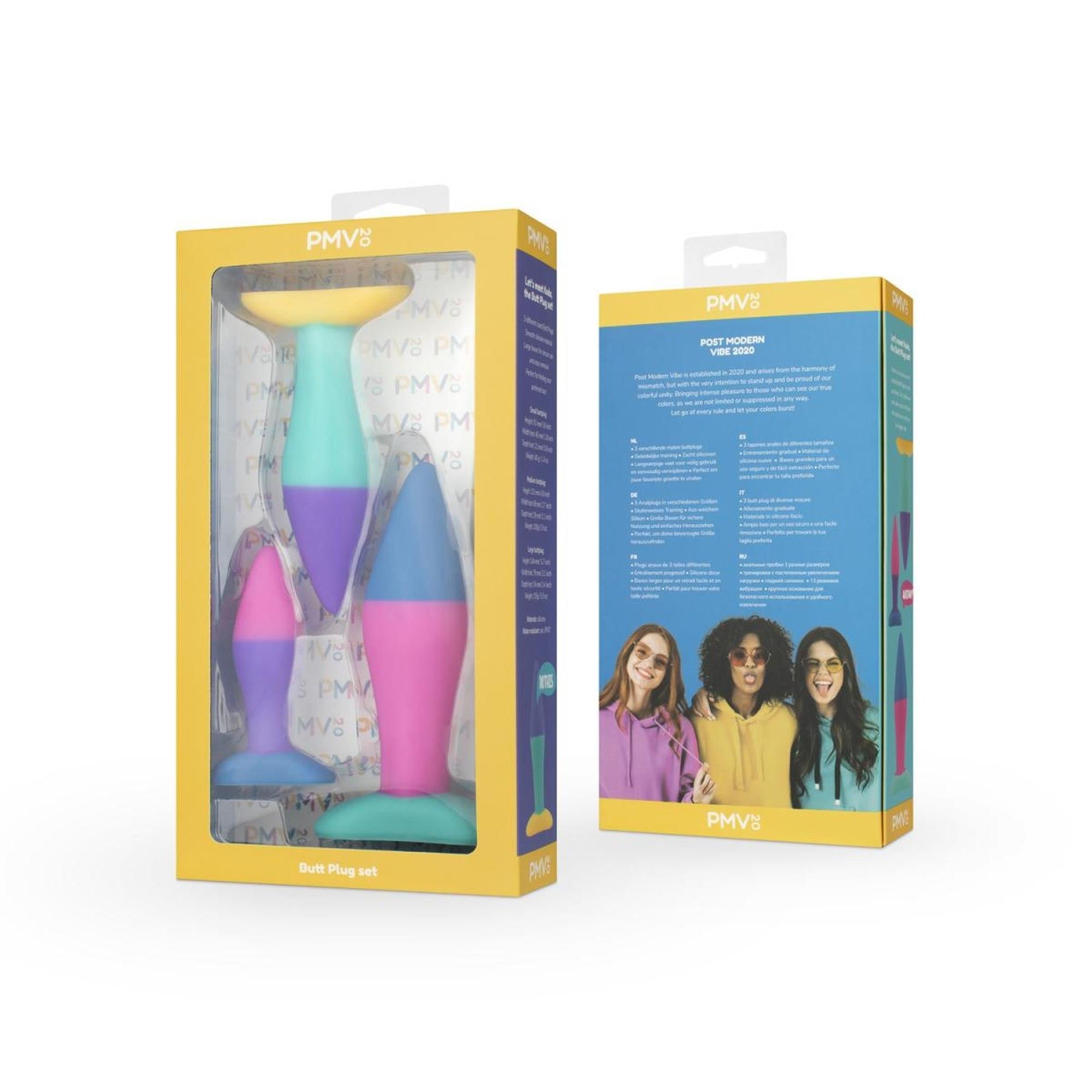 Zestaw korków analnych PMV20 Koda Butt Plug Set, 3 szt (tęcza)