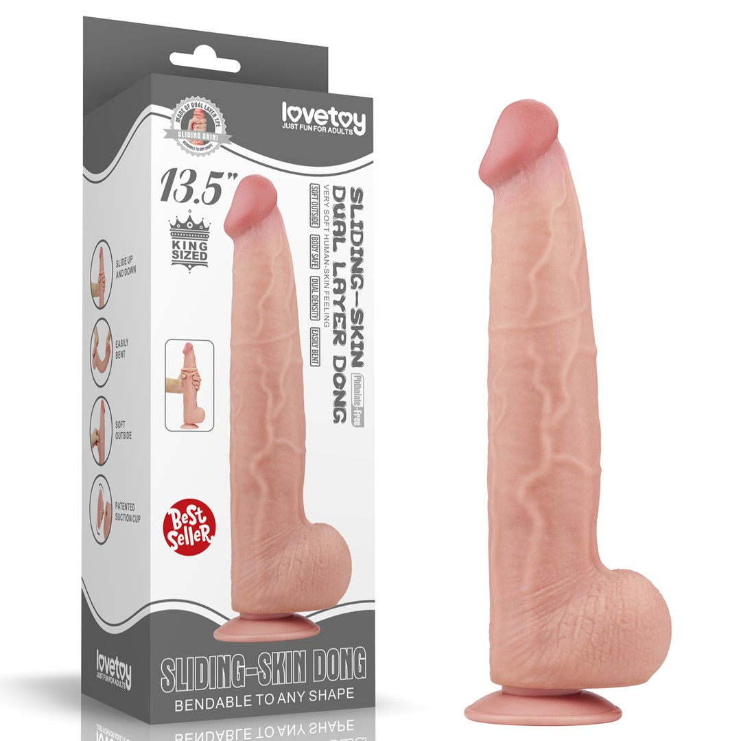 Фаллоимитатор LoveToy Sliding-Skin Dual Layer Dong King Sized, 34 см (телесный)