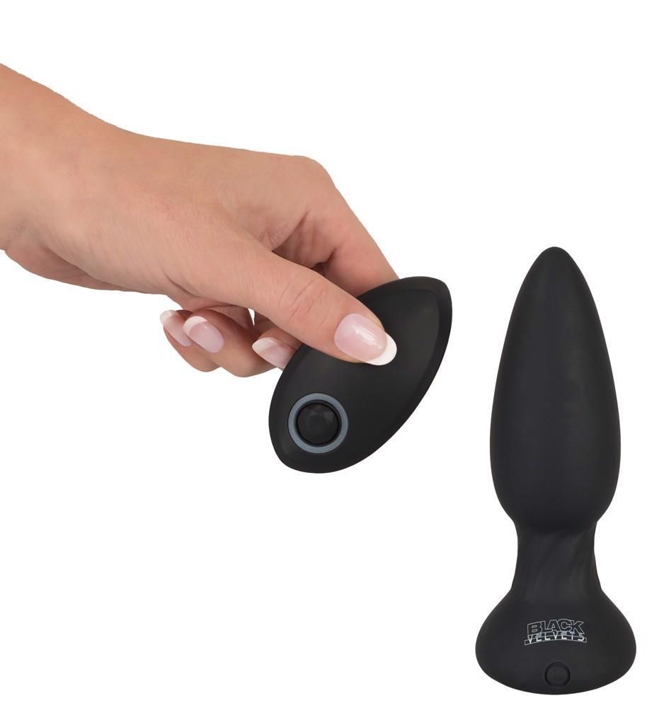 Анальна пробка Black Velvets Rotating & Vibrating Plug, 14 см (чорний)