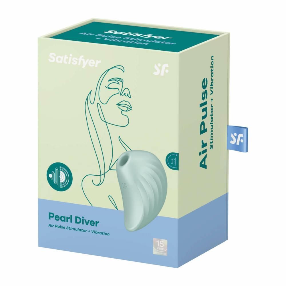 Вакуумный стимулятор клитора с вибрацией Satisfyer Pearl Diver (мятный)
