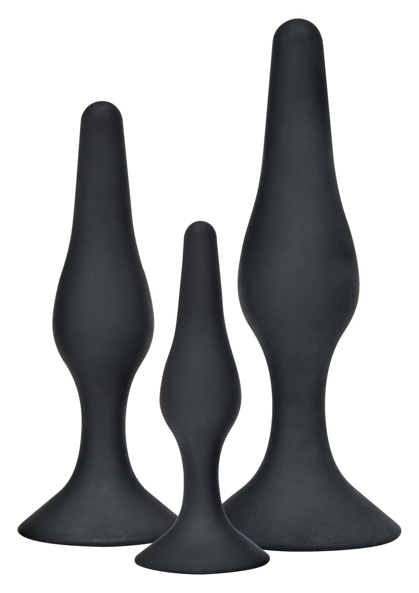Zestaw korków analnych TOYJOY Curvy Companions Kit, 3 szt (czarny)