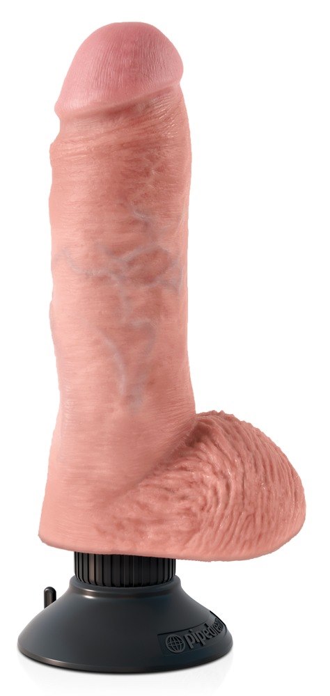 Вибратор King Cock Vibrating Cock With Balls, 20.3 см (телесный)
