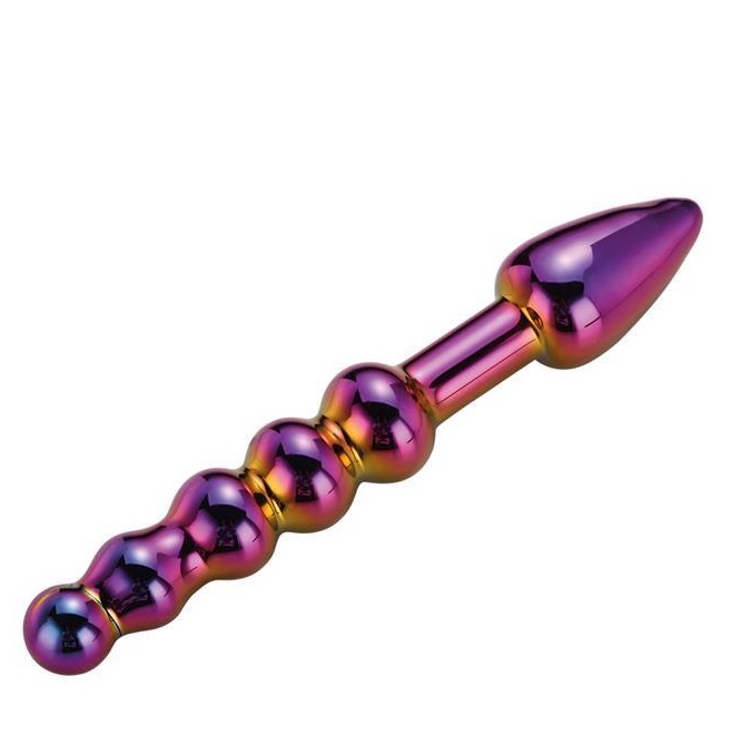 Анальный фаллоимитатор Glamour Glass Ridged Anal Dildo, 18 см (радужный)
