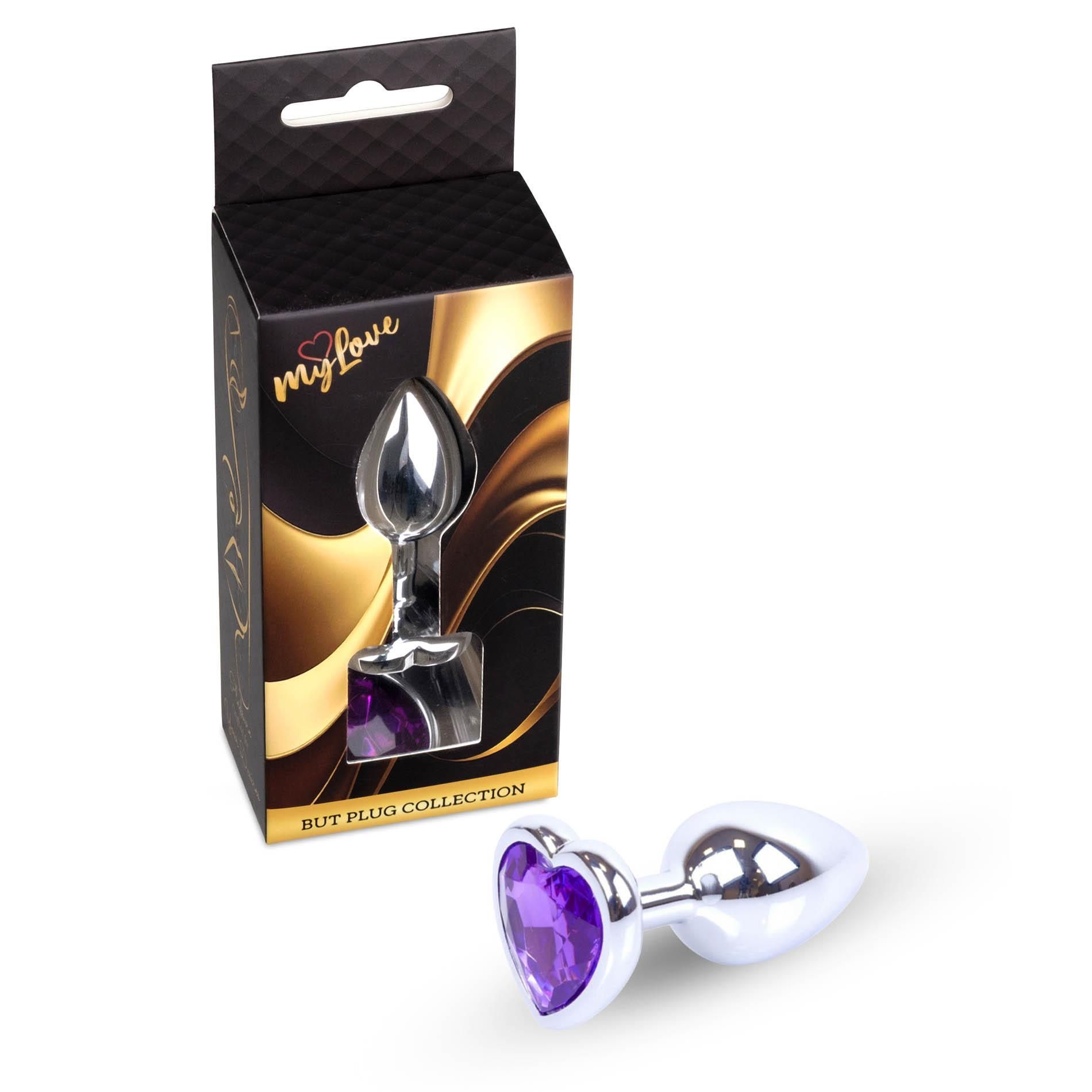 Korek analny MyLove Toys Jewellery Silver Heart Plug, 7 cm (fioletowy)