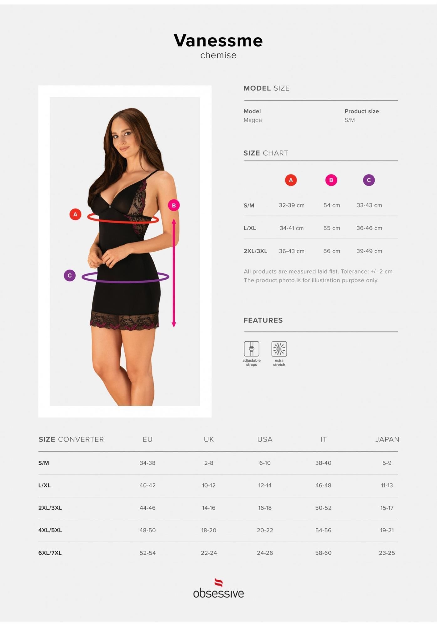 Комплект белья Obsessive Vanessme, L/XL (черный)