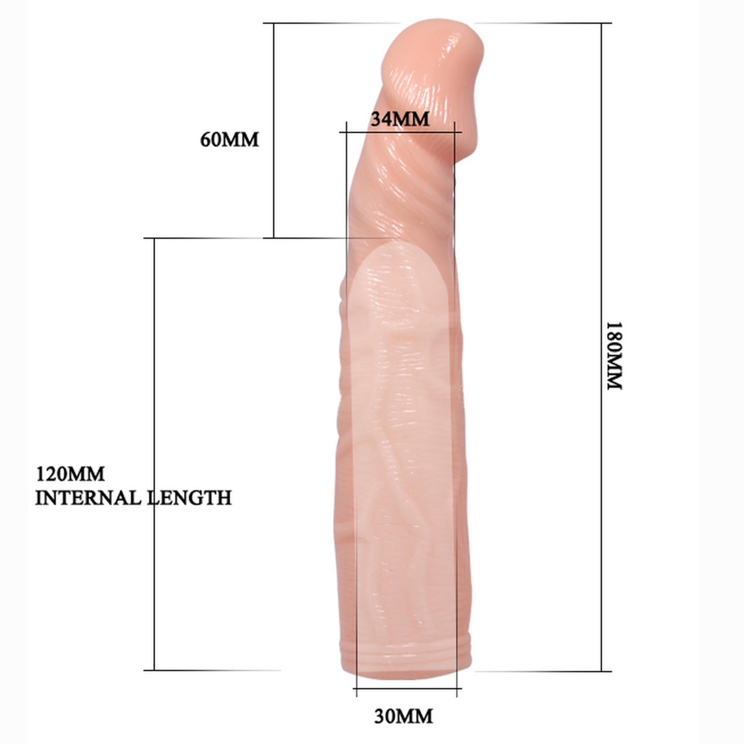 Насадка на пенис с вибрацией Baile Silicone Sleeve, 18 см (телесный)