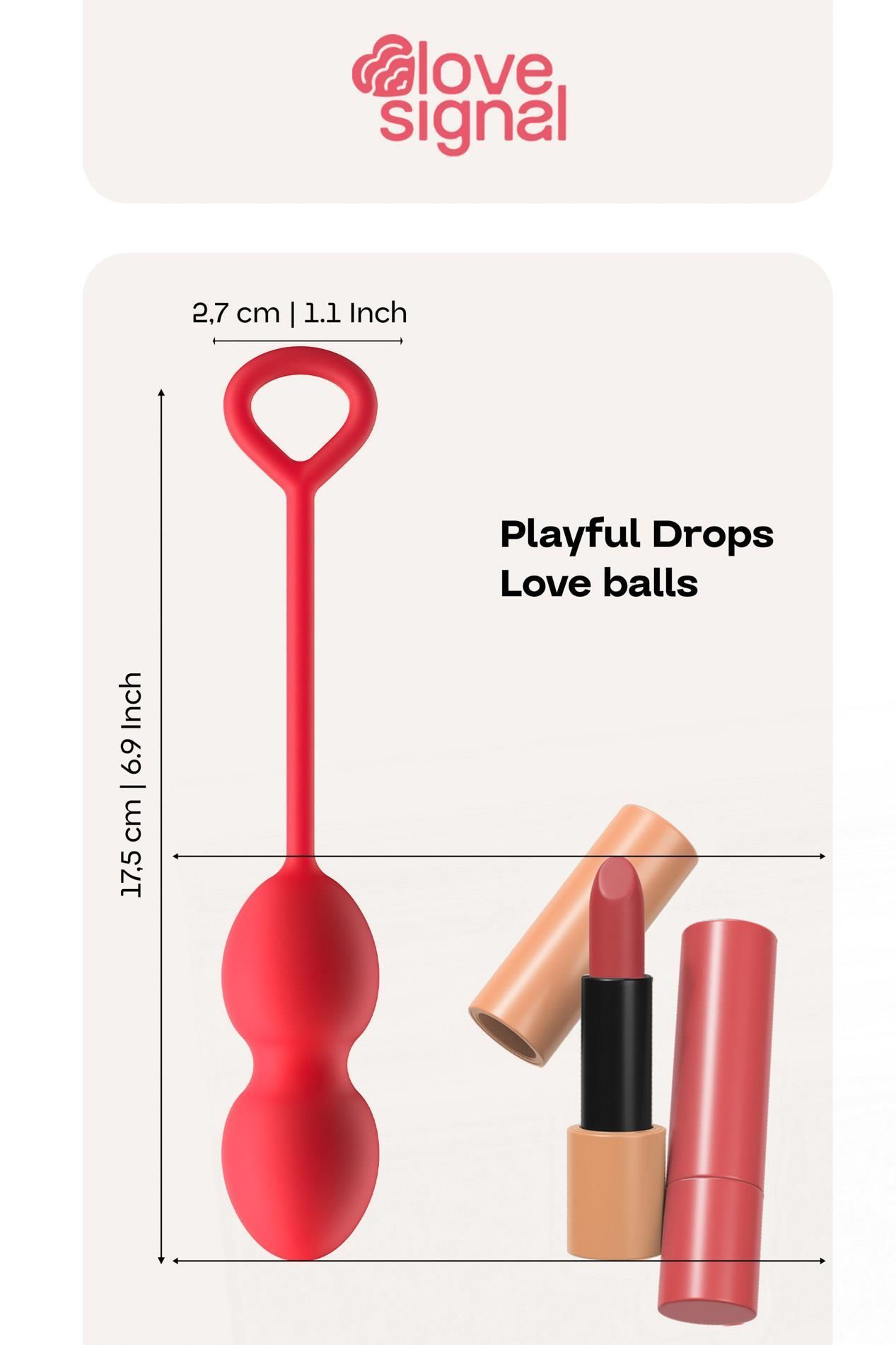 Kulki dopochwowe Dream Toys Playful Drops, 17.5 cm (czerwony)