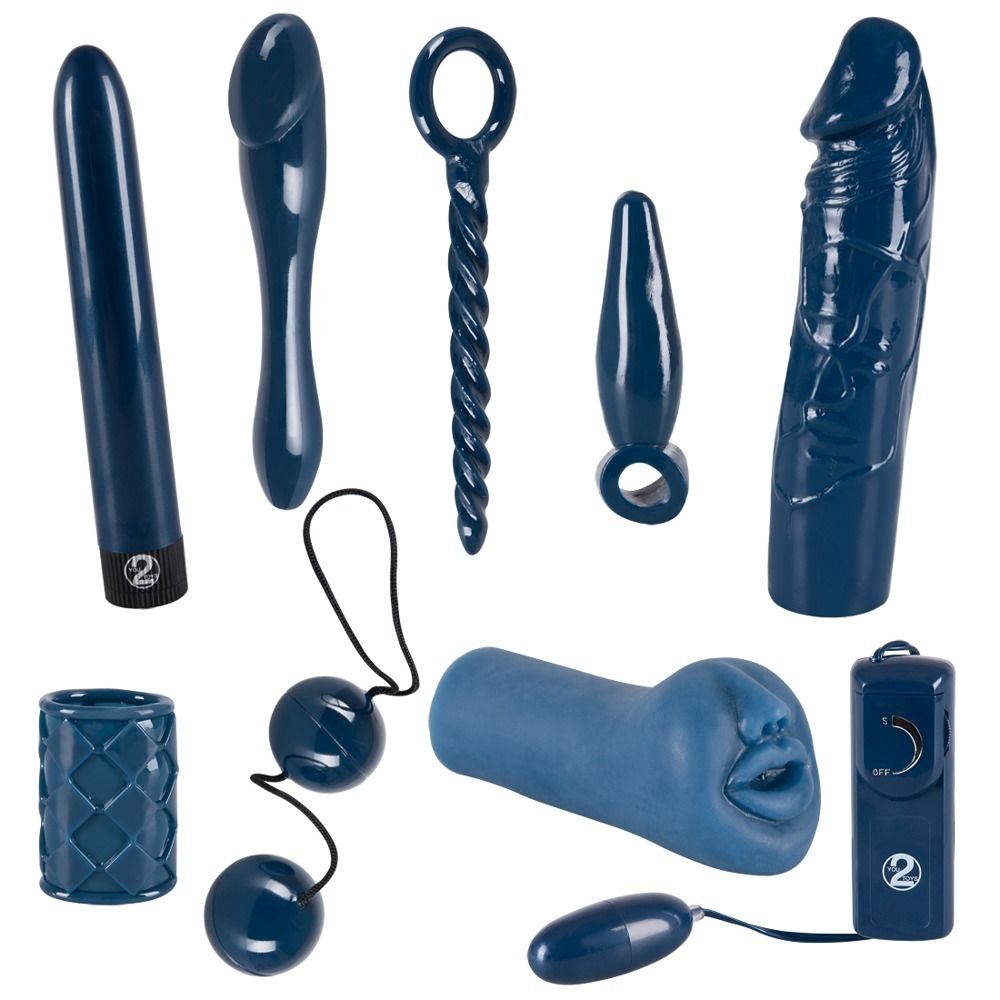 Duży zestaw różnych zabawek erotycznych You2Toys Midnight Blue Set, 9 szt (niebieski)