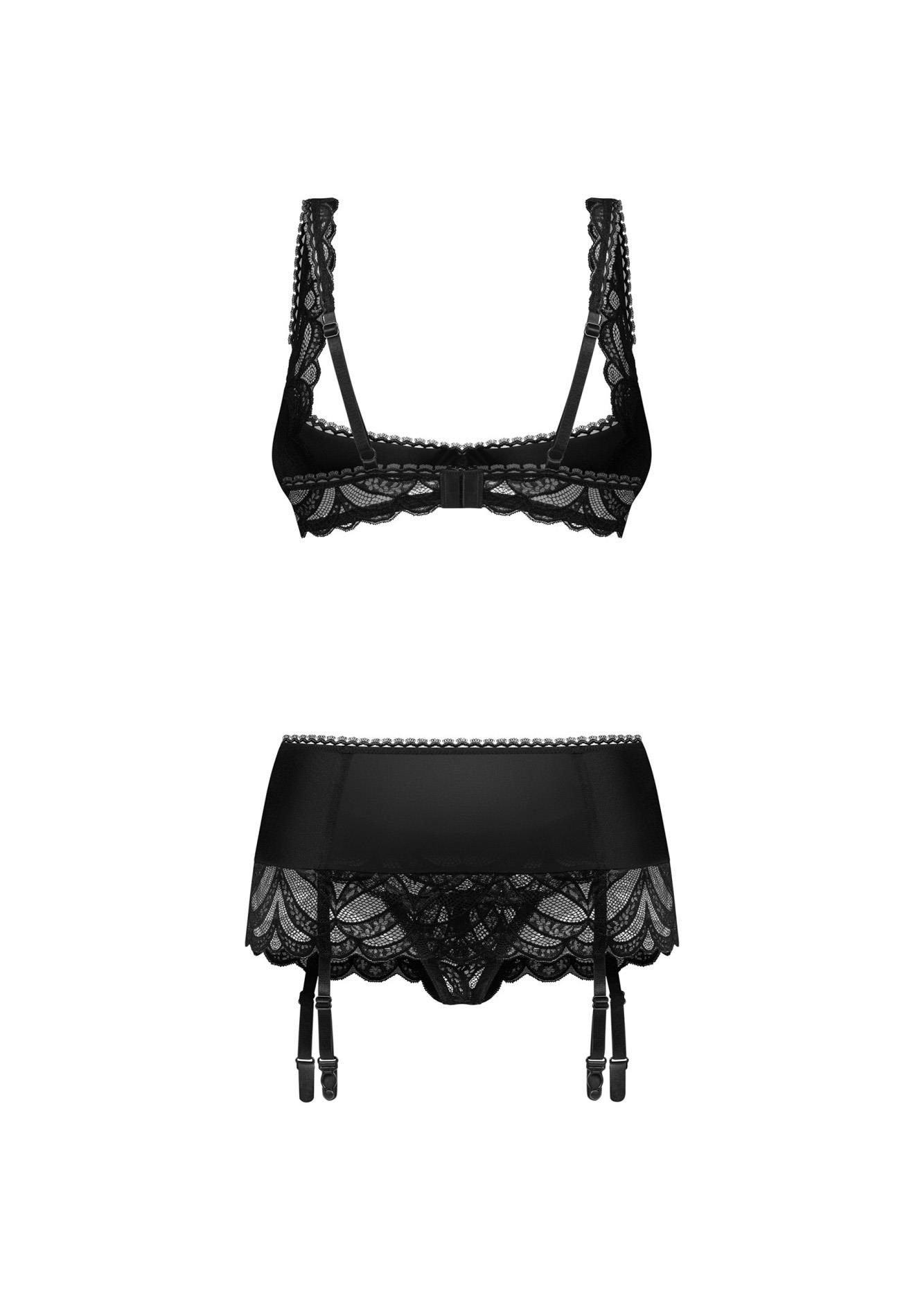 Комплект белья Obsessive Lecille otwarty, L/XL (черный)