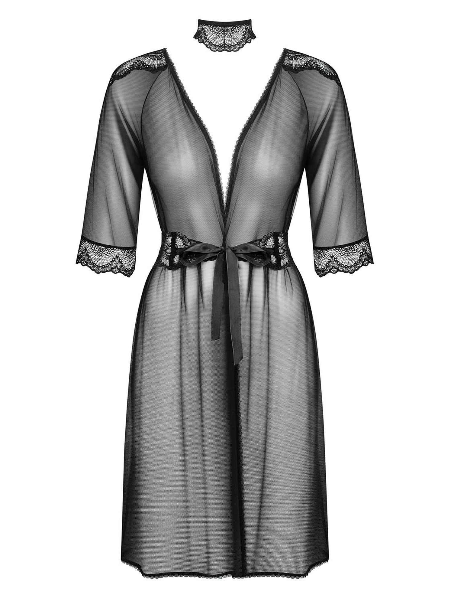 Пеньюар Obsessive Lucita, S/M (чорний)