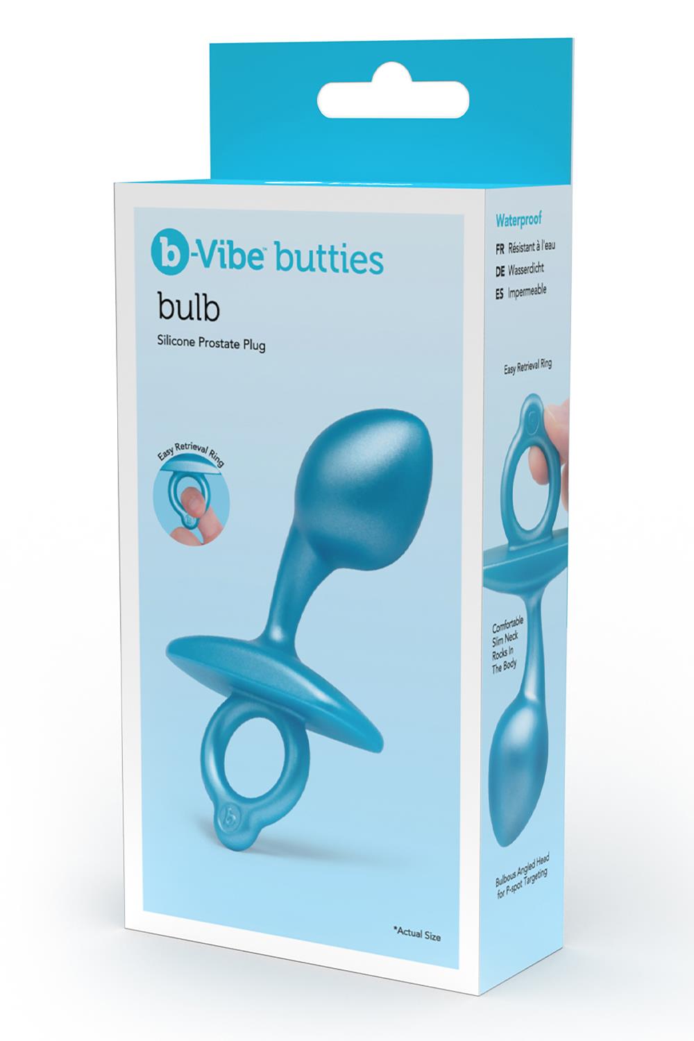 Анальная пробка B-Vibe Bulb Plug, 10.7 см (голубой)