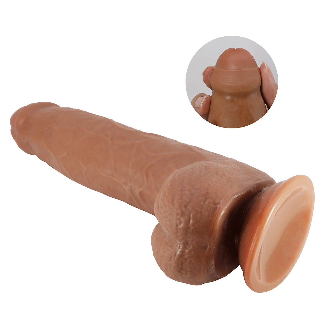 Фаллоимитатор Pretty Love Sliding Skin Draco 9.2", 23.3 см (коричневый)