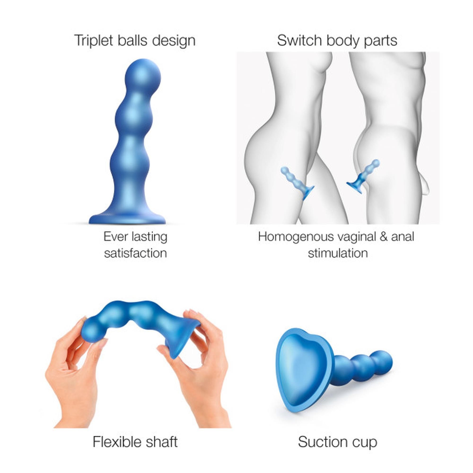 Фаллоимитатор Strap-on-me Balls, 18 см (голубой)