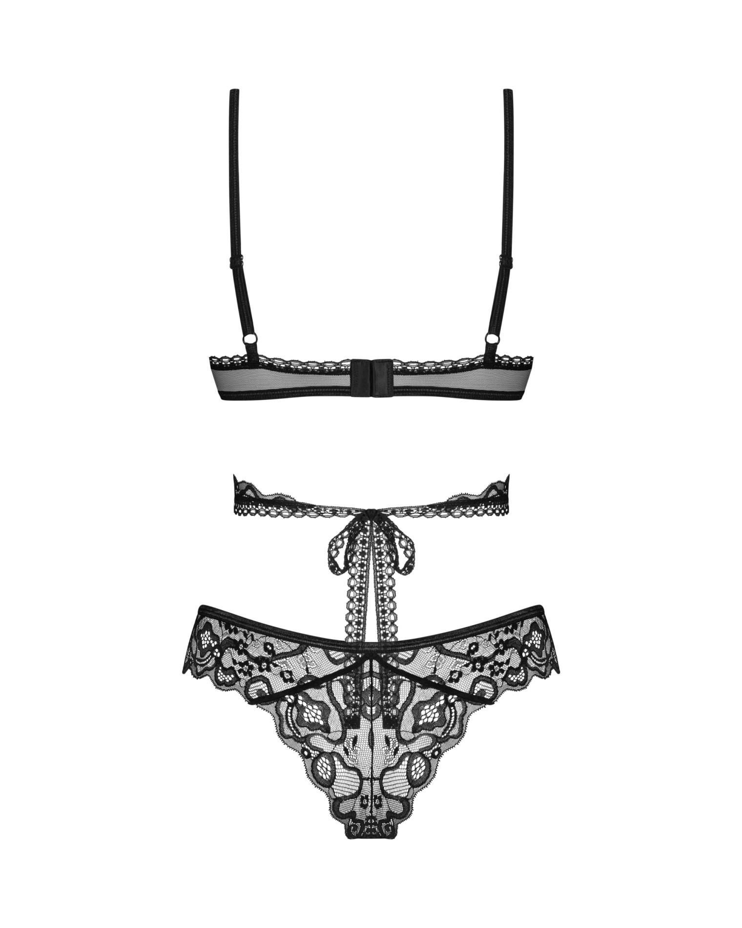 Комплект белья Obsessive Blomentis, M/L (черный)