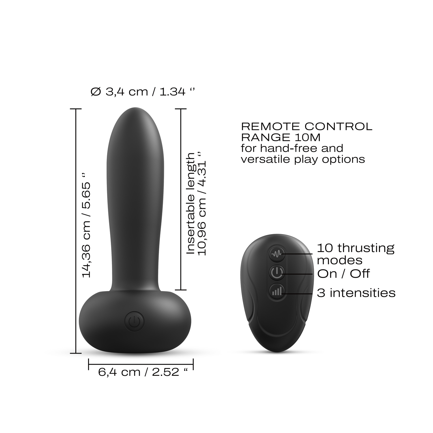 Pulsator Dorcel Deep Thrust, 14,3 cm (czarny)