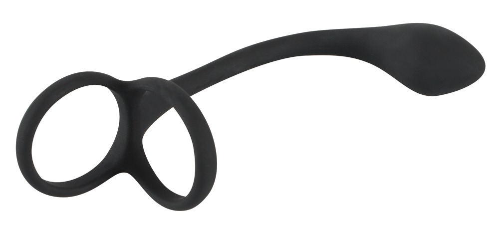 Эрекционное кольцо с анальным стимулятором Black Velvets Cock & Ball Ring, 22.5 см (черный)