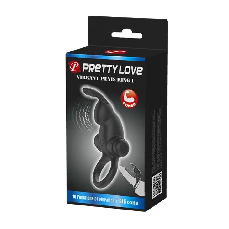 Ерекційне кільце Pretty Love Vibrant Penis Ring I, 11,3 см (чорний)