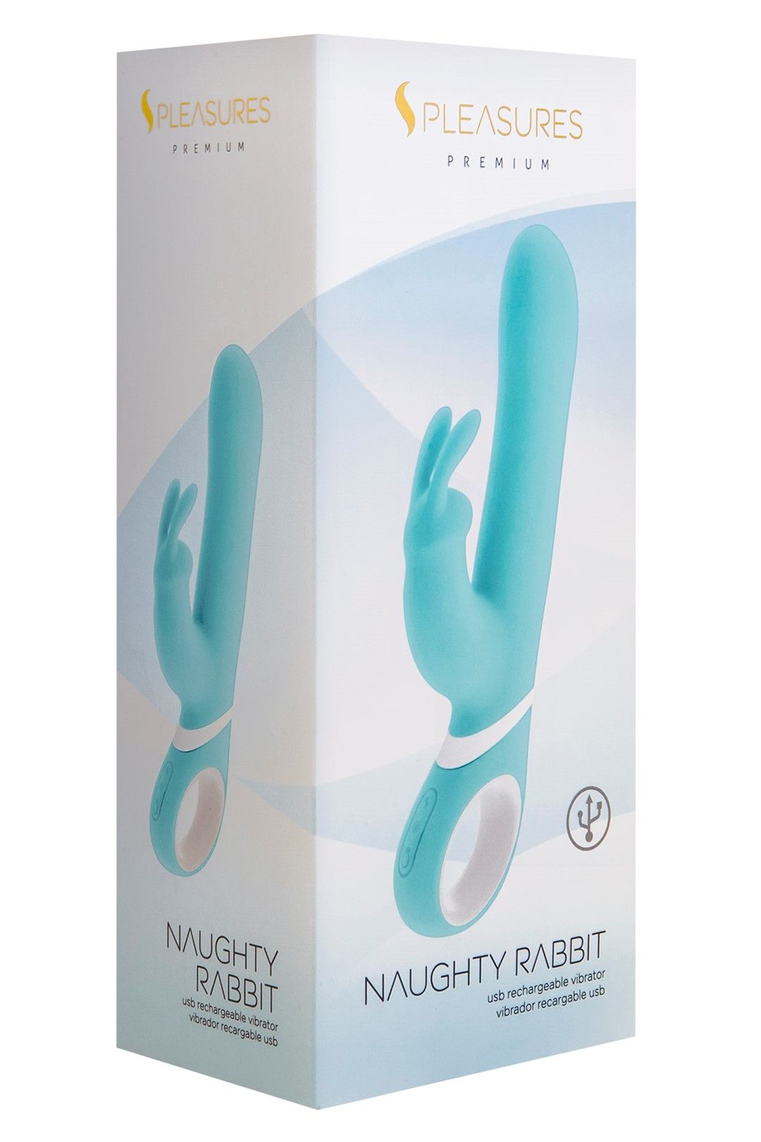 Вибратор-кролик Pleasures Naughty Rabbit, 22,7 см (бирюзовый)