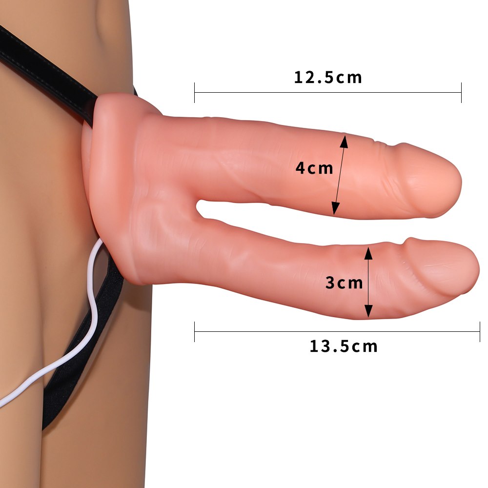 Страпон Unisex Hollow Strap On Vibrating, 13.5 см (тілесний)