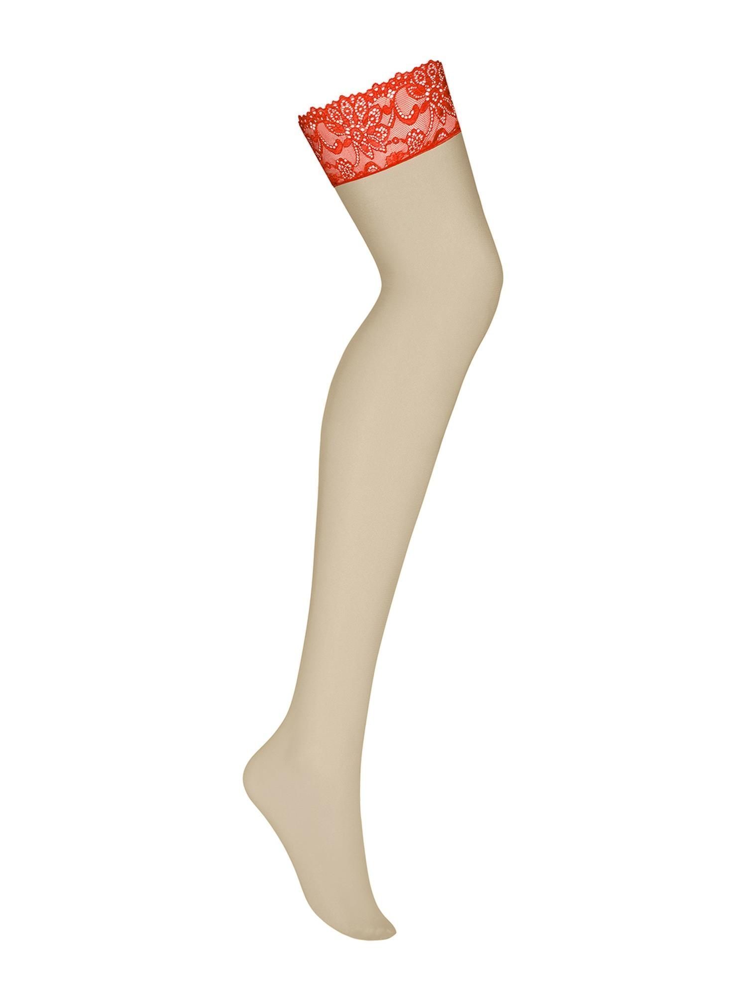 Pończochy do pasa Obsessive 838-STO-3, L/XL (czerwony)
