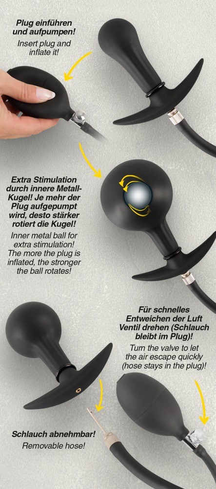 Анальна пробка Orion Inflatable Plug, 8 см  (чорний)