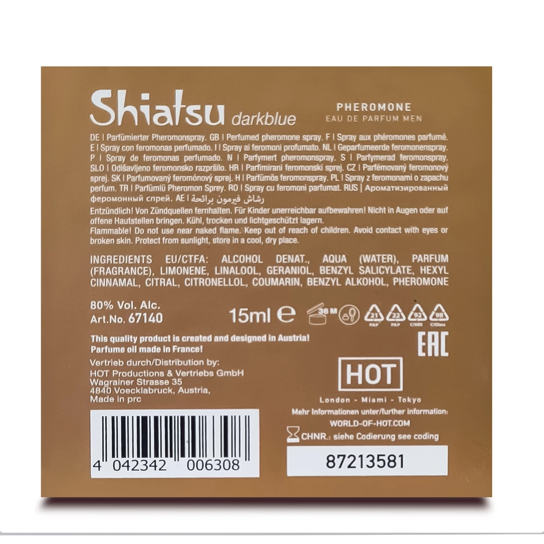 Мужские духи с феромонами Shiatsu Pheromone Fragrance Men Dark Blue, 15 мл