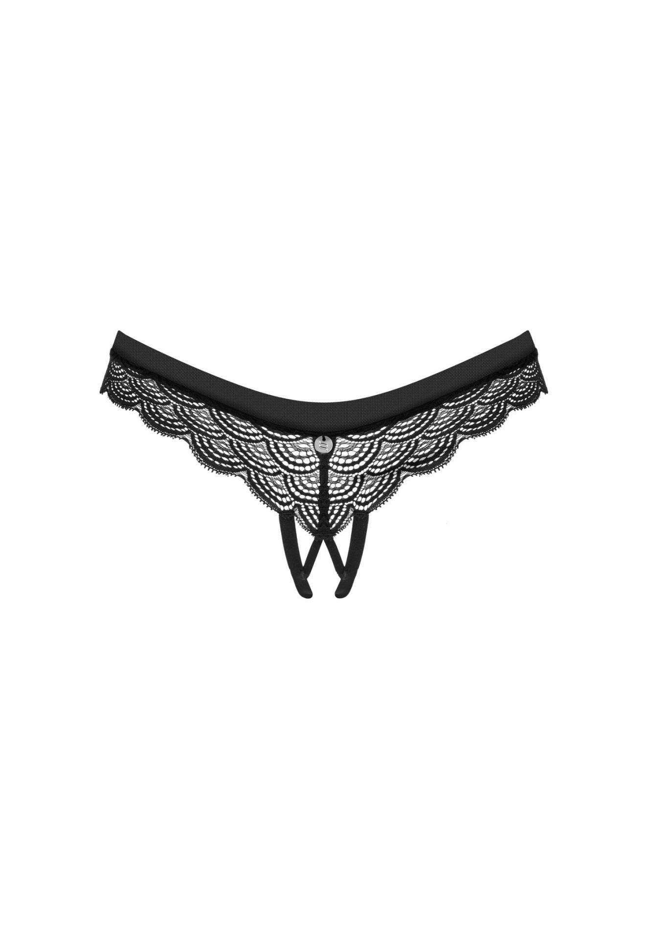 Трусики-стринги Obsessive Chemeris Crotchless, XS/S (черный)