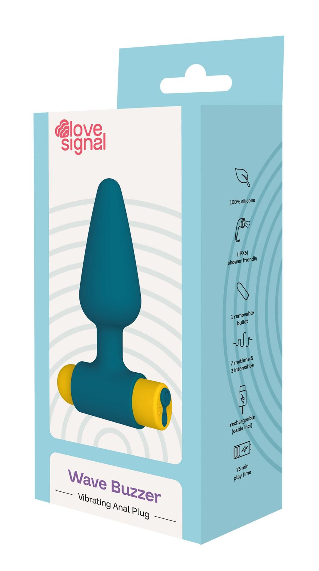 Анальная пробка Dream Toys Wave Buzzer, 10 см (синий)