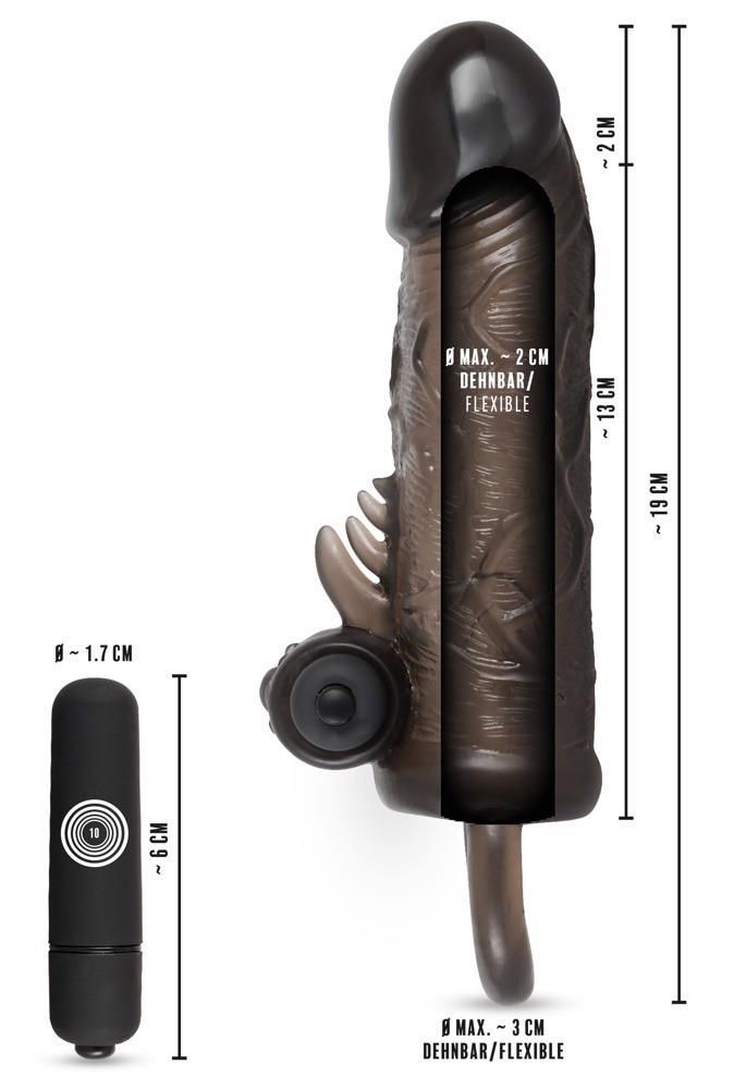 Насадка на пенис Rebel Extension Regular Fit Penissleeve, 19 см (черный)