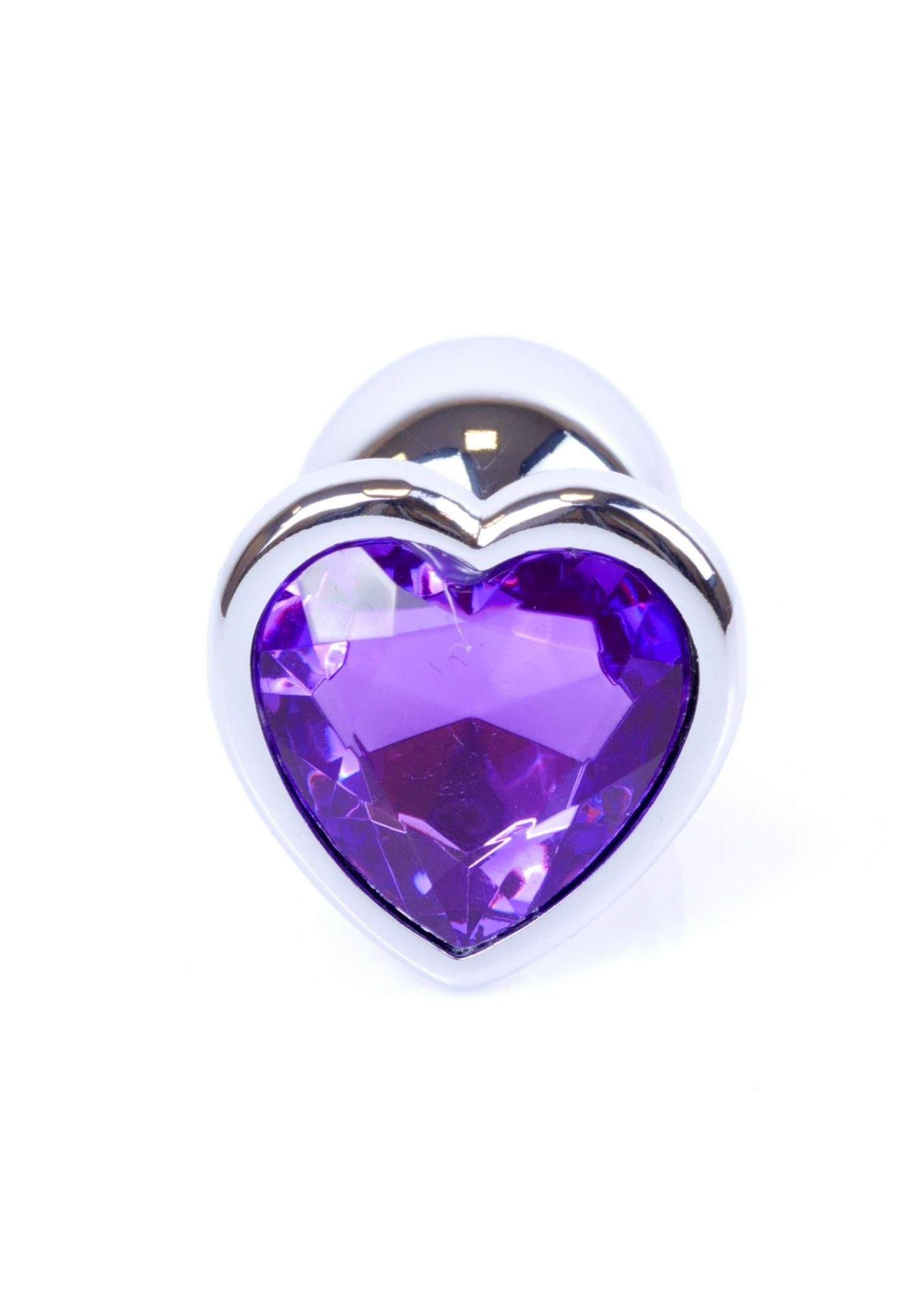 Korek analny B - Series HeavyFun Jewellery Silver Heart, 7 cm (fioletowy)