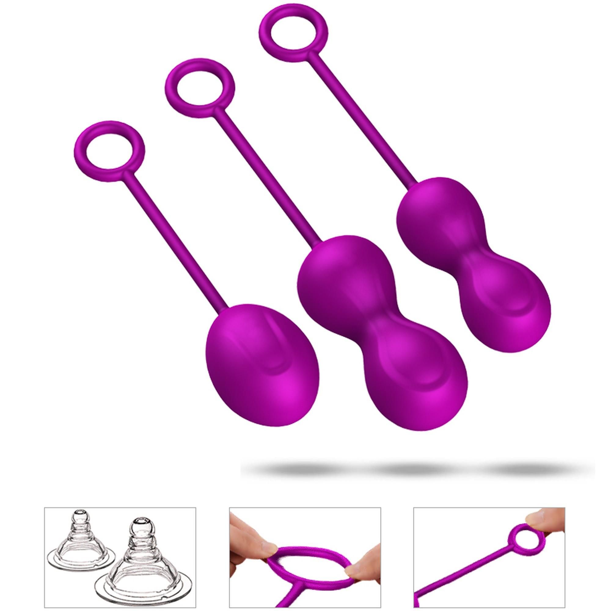 Набор вагинальных шариков Foxshow Kegel Balls Set, 3 шт (фиолетовый)