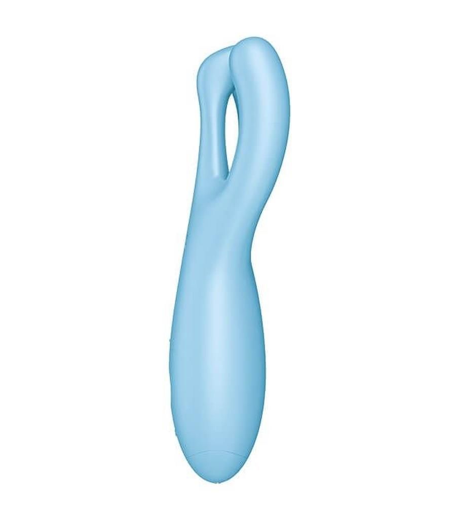 Вибратор для клитора Satisfyer Threesome 4, 14 см (голубой)