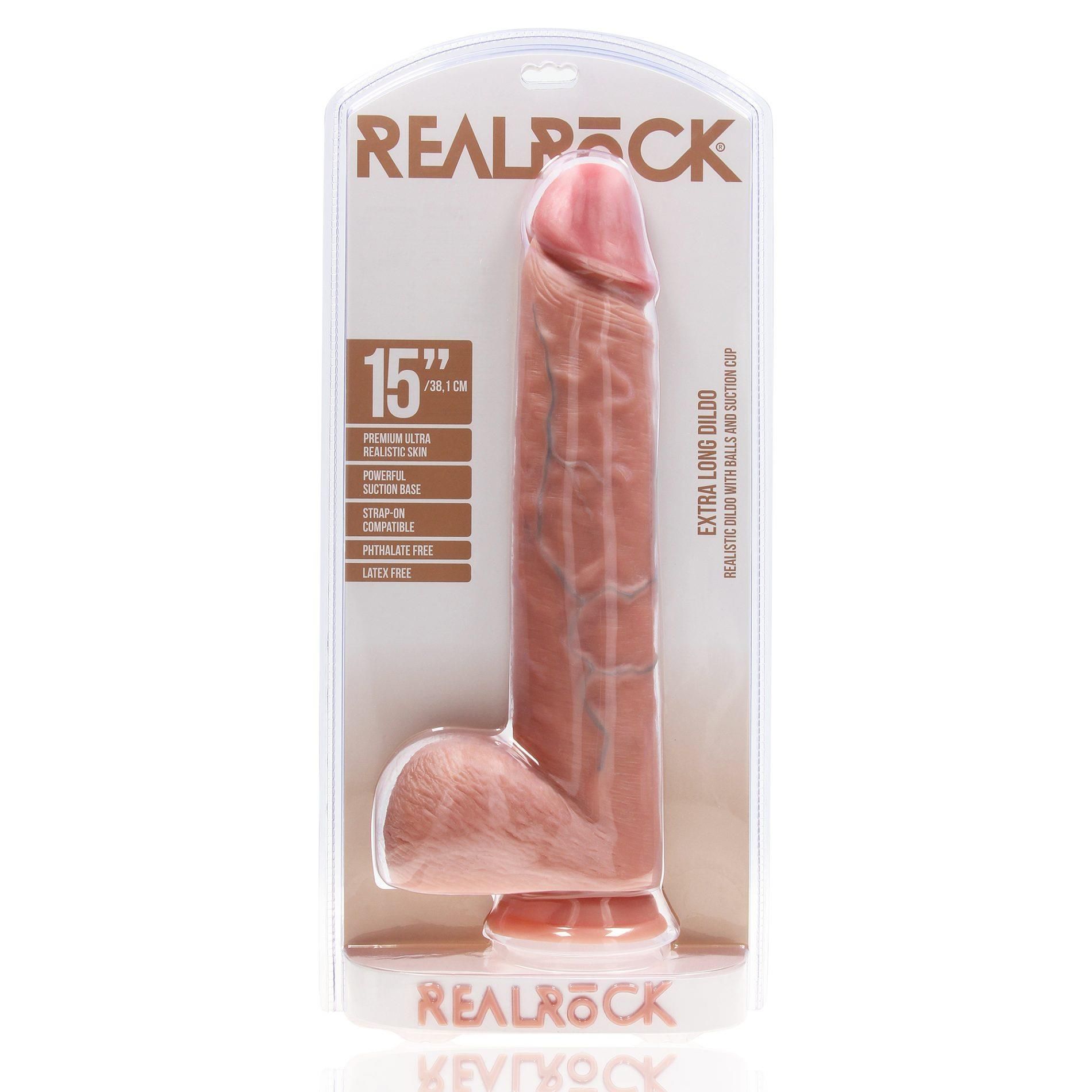 Dildo RealRock Extra Long 15", 38 cm (w kolorze cielistym)