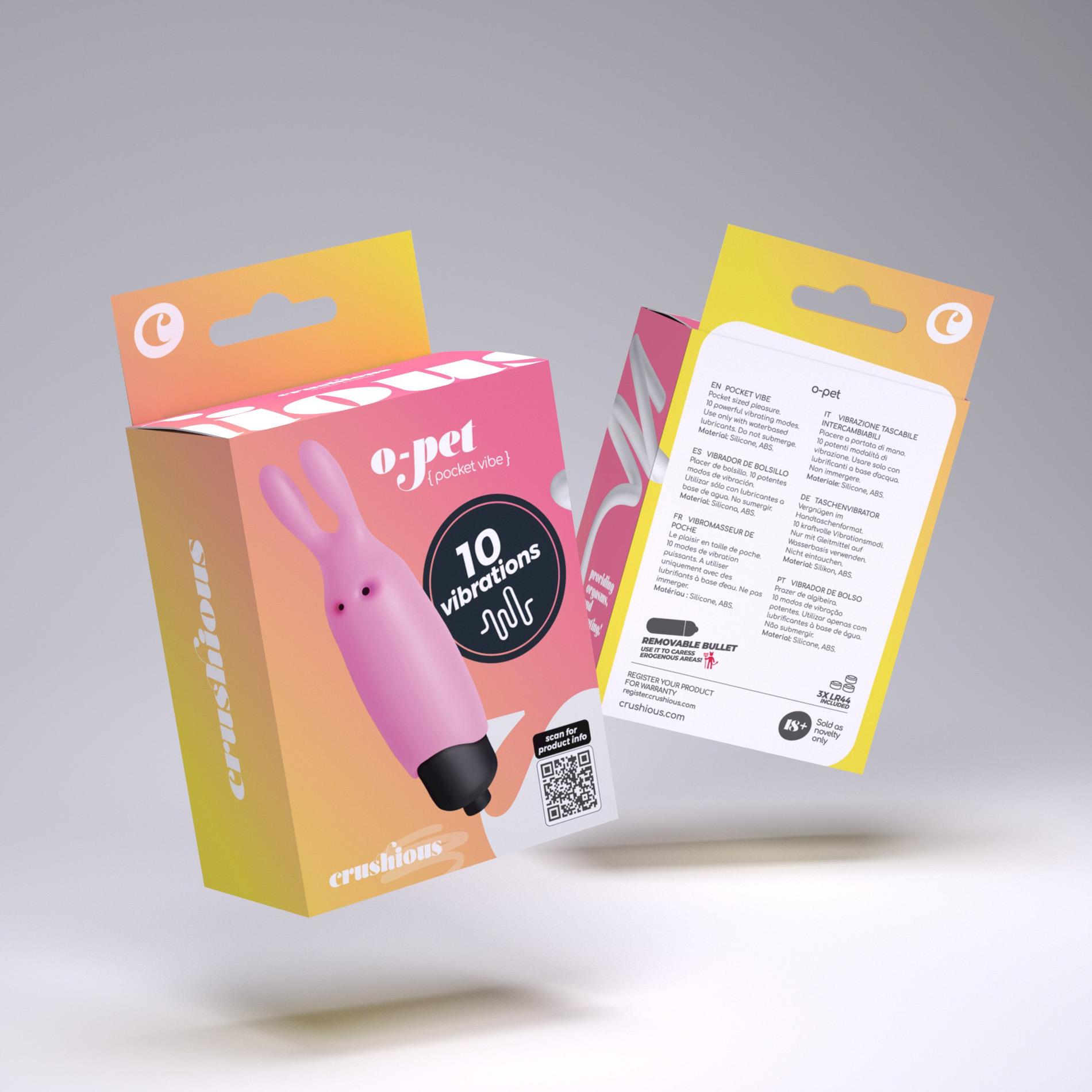 Вибратор для клитора Crushious O-Pet Vibe, 8.8 см (светло-розовый)