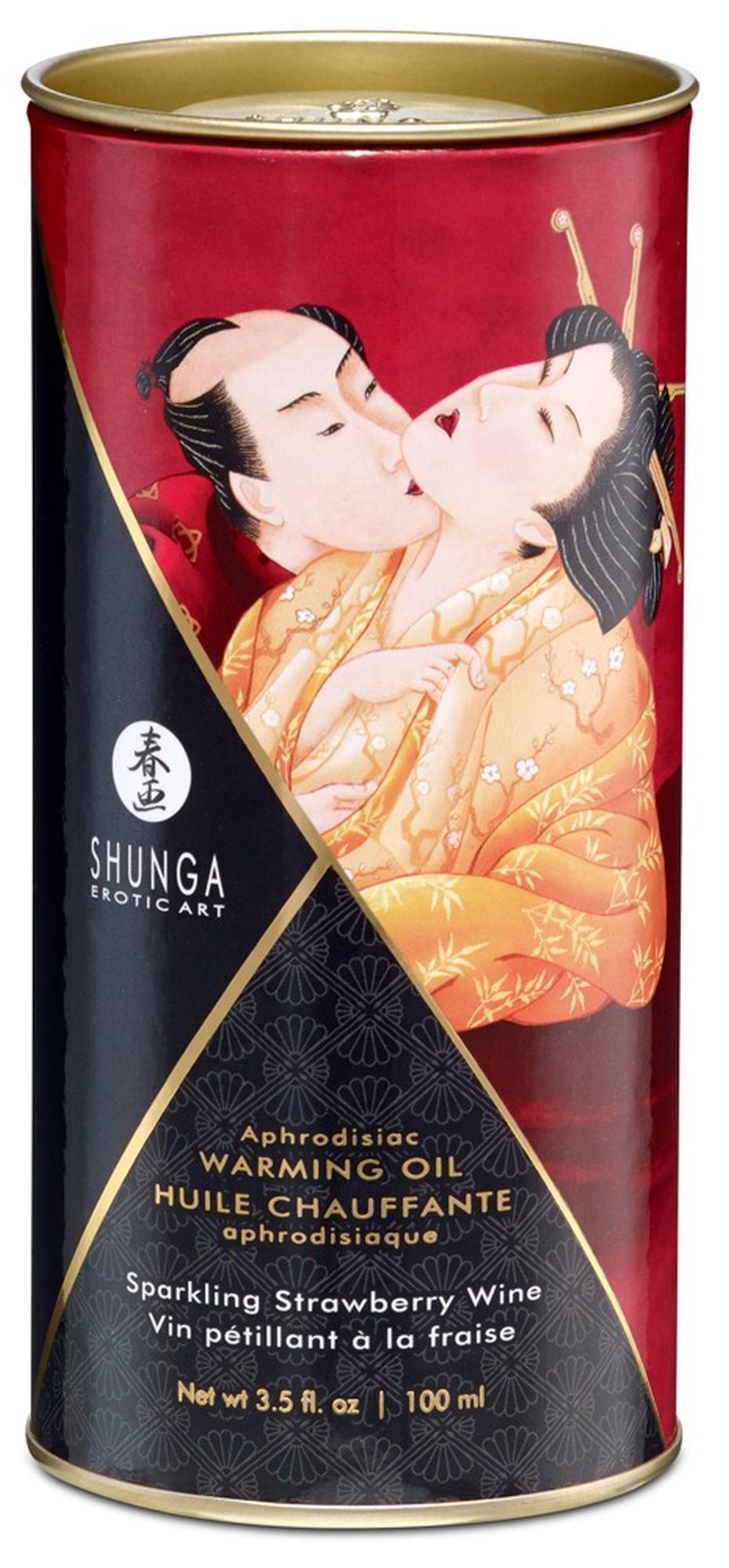 Согревающее массажное масло Shunga  Aphrodisiac Warming Oil с ароматом клубники и шампанского, 100 мл