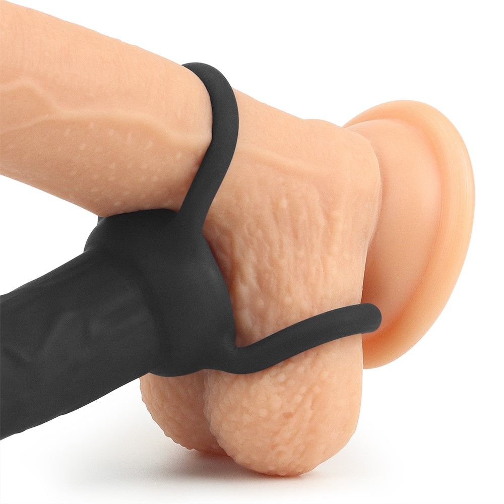 Lovetoy Silicone Fantasy Double Prober - Pierścień erekcyjny, Czarny, 15 cm