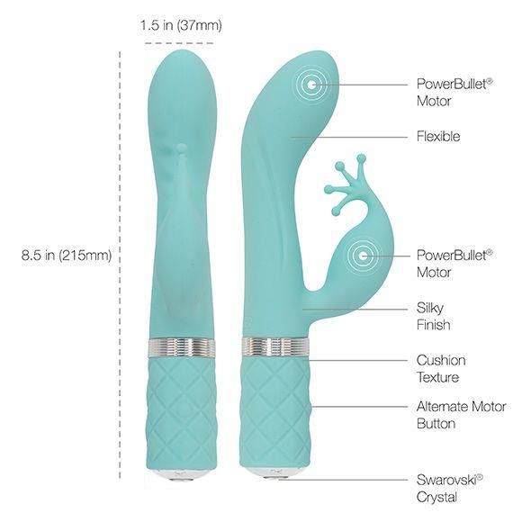 Вибратор кролик Pillow Talk Kinky Teal, 21 см (зелёный)