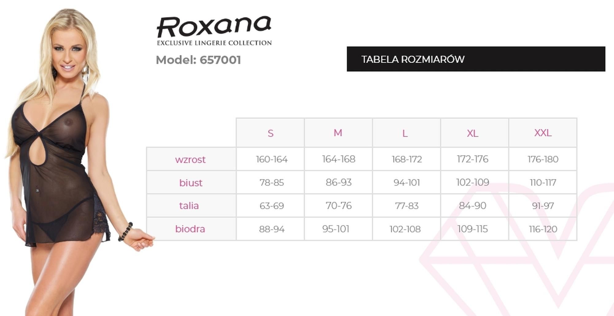 Комплект сорочка и стринги Roxana 6570, L (черный)