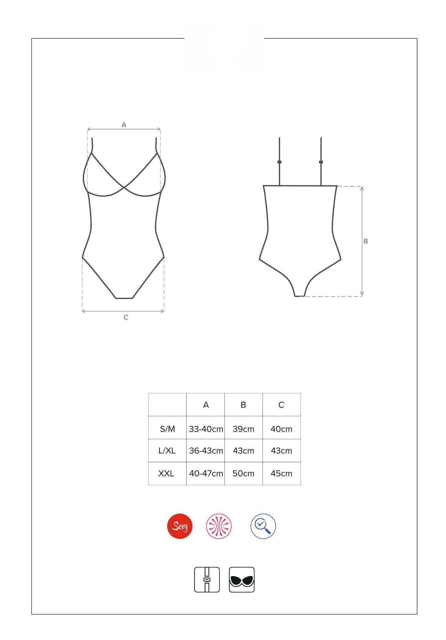 Кружевной боди Obsessive 810-TED-1, S/M (черный)