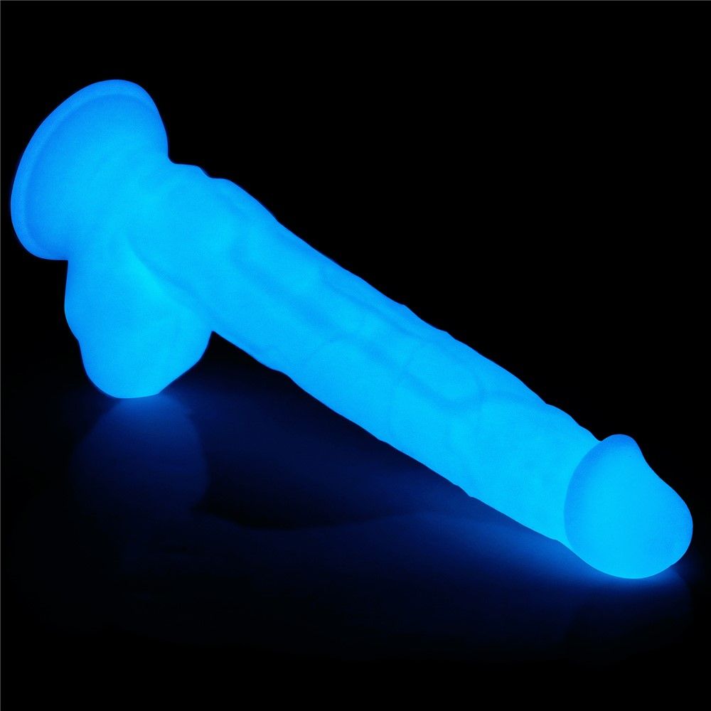 Неоновый фаллоимитатор LoveToy Lumino Play, 26,9 см (голубой)