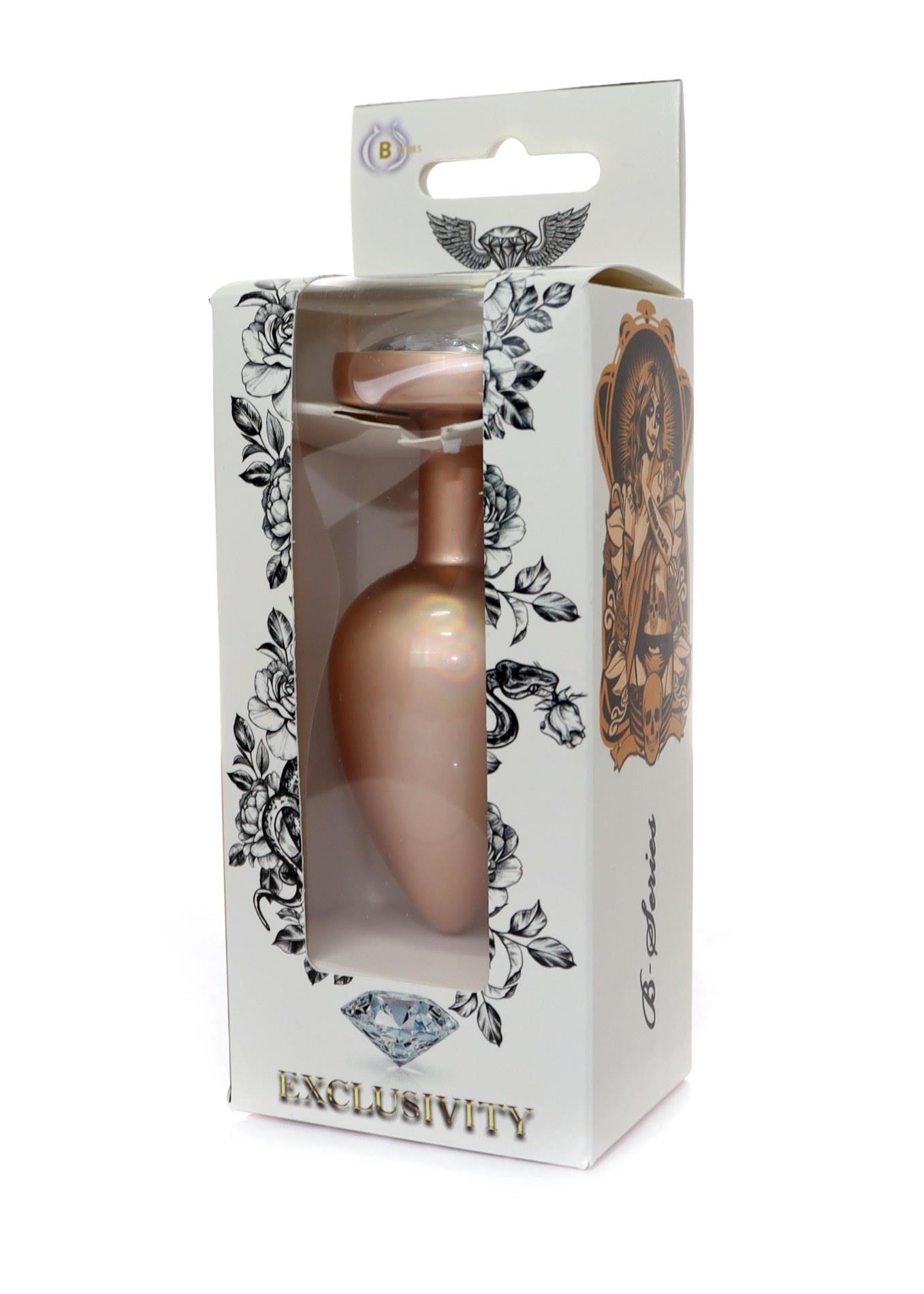 Korek analny z kryształem Biżuteria Pearl Gold Heart Plug M, 8 cm (przezroczysty)