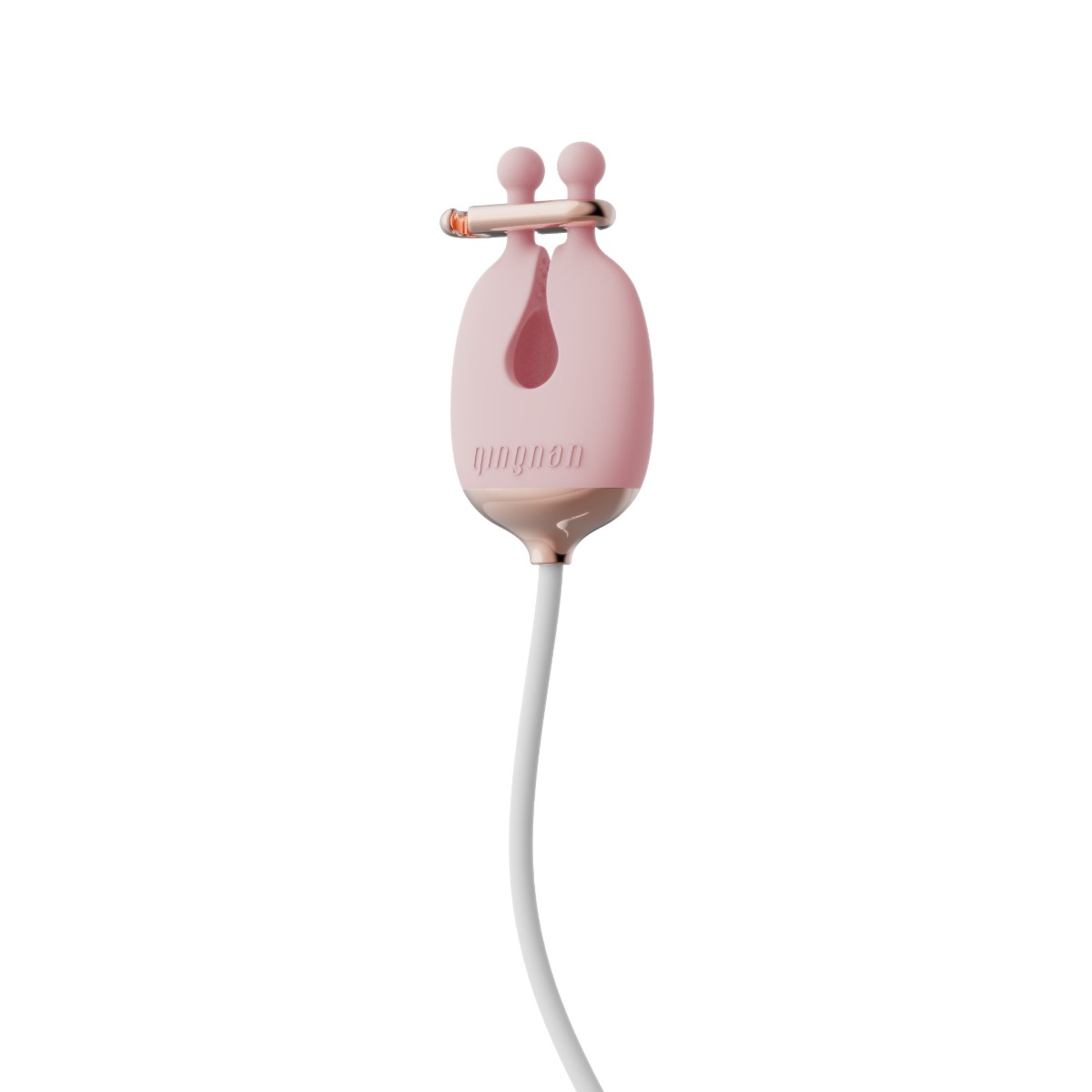 Qingnan No.2 Vibrating Nipple Clamps and Choker Set - Zaciski na sutki, Różowy, 86 cm