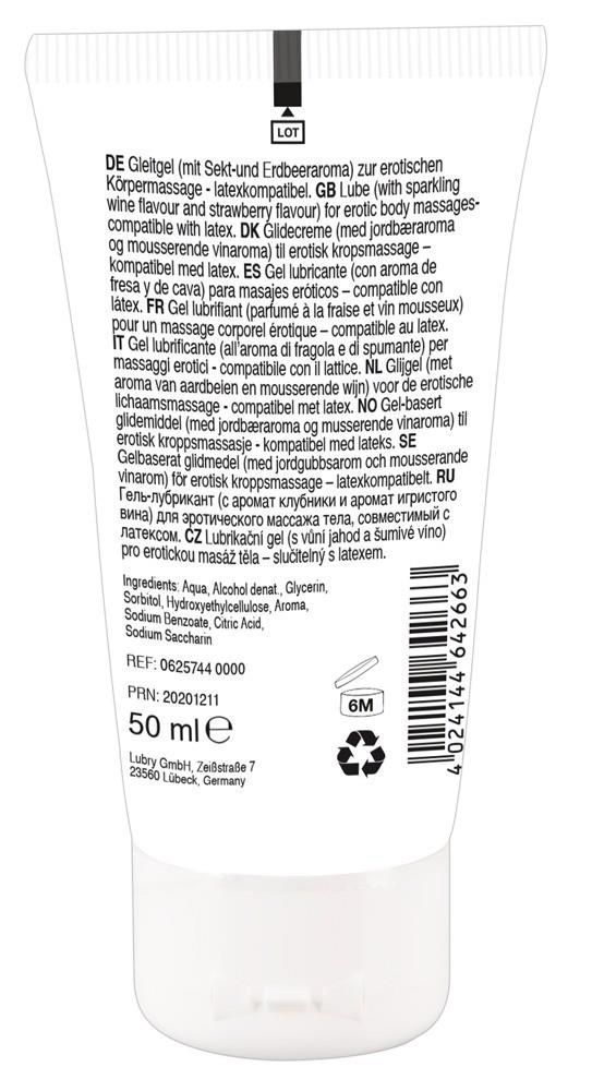 Массажный гель-лубрикант на водной основе Lick It! клубника с шампанским, 50 мл